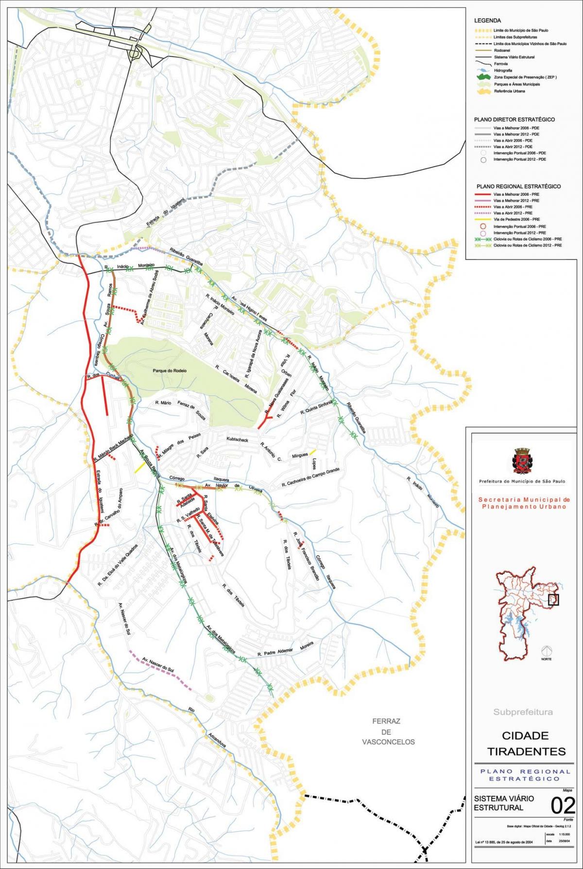 Mapa da Cidade Tiradentes São Paulo - Estradas