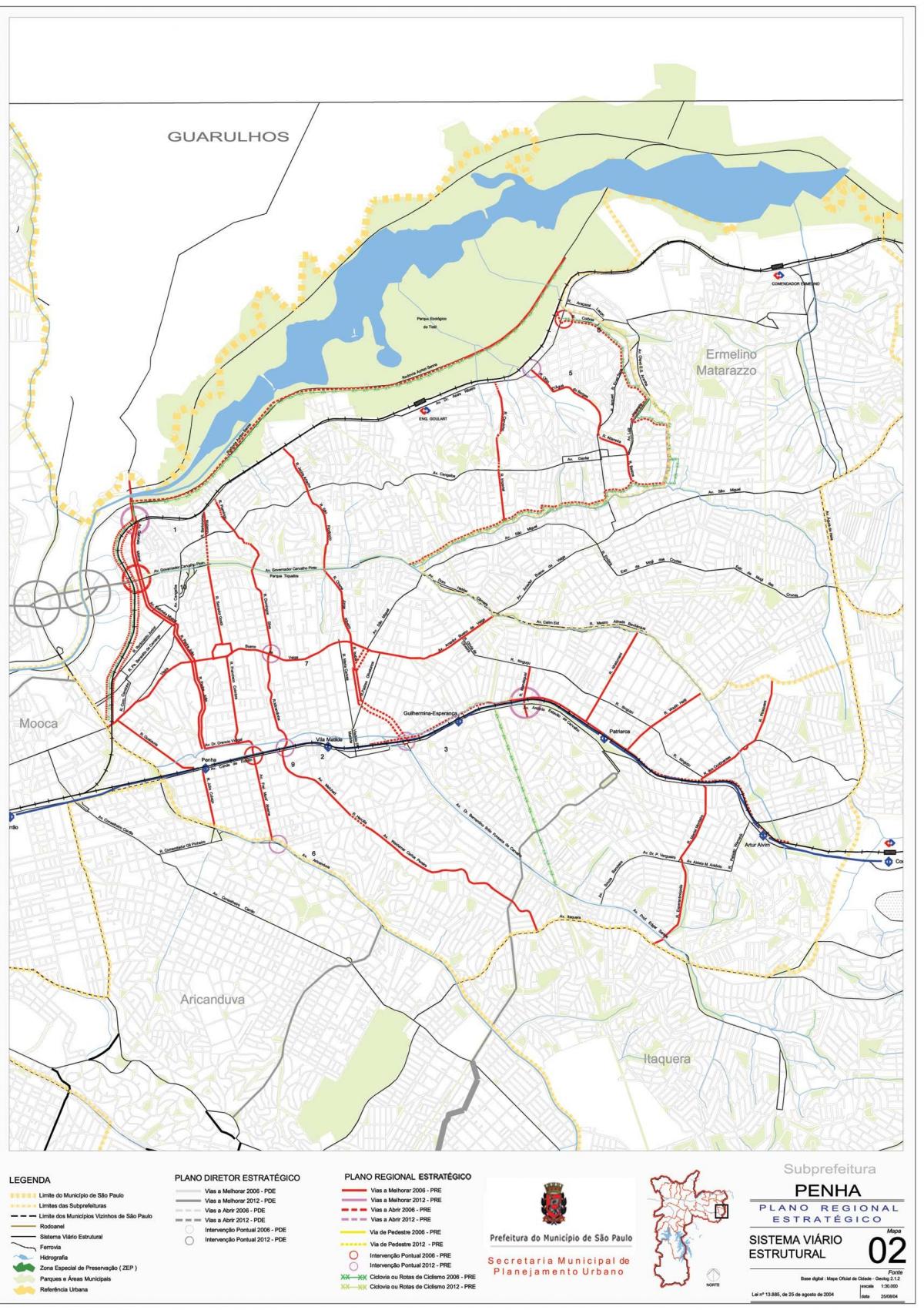 Mapa de Penha São Paulo - Estradas