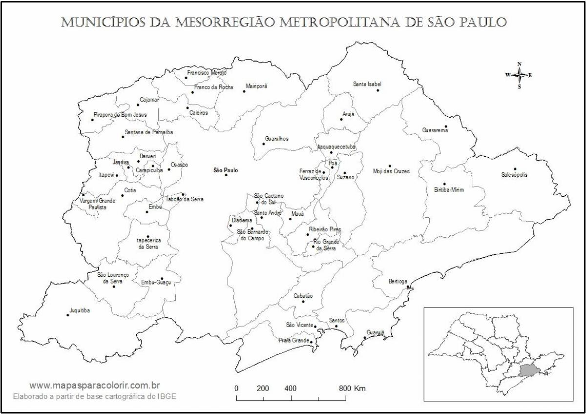 Mapa de São Paulo virxe