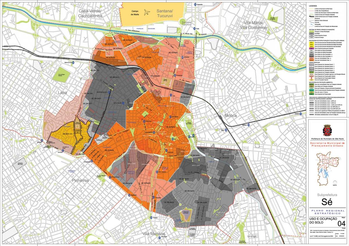 Mapa de Sé São Paulo - Ocupación do solo