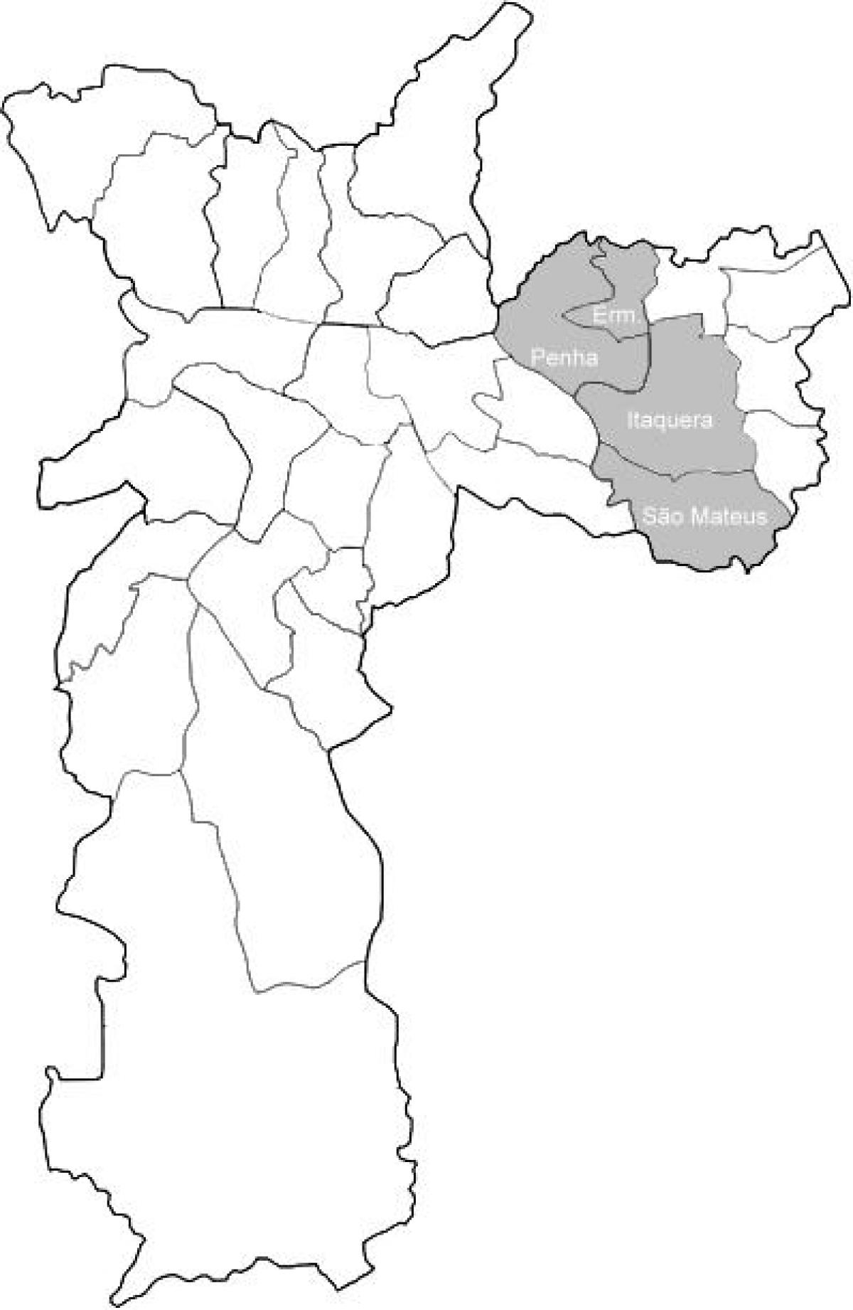 Mapa da zona Leste do 1 de São Paulo