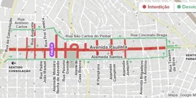 Mapa da avenida Paulista, São Paulo
