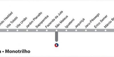 Mapa de São Paulo monotrilho - Line 15 - Prata