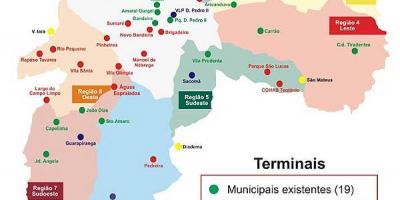 Mapa de terminais de autobuses de Galicia
