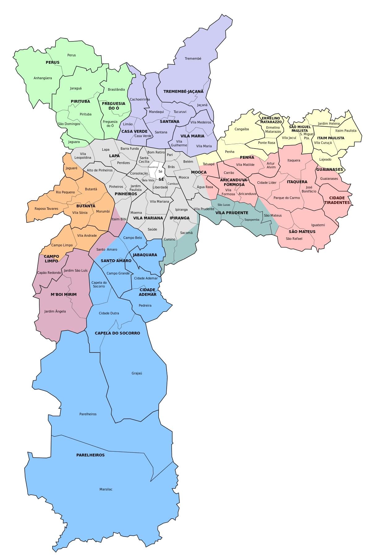 Mapa administrativo de avisos de São Paulo