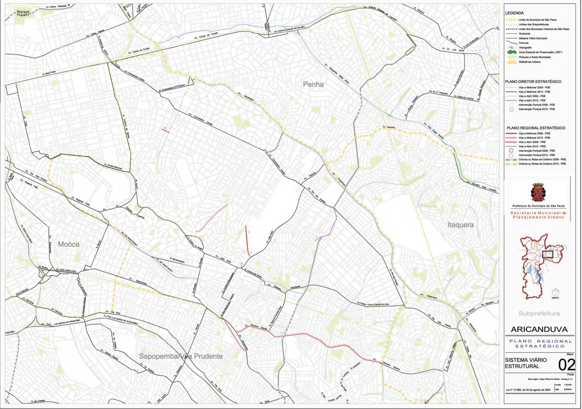 Mapa de Aricanduva-Vila Formosa São Paulo - Estradas
