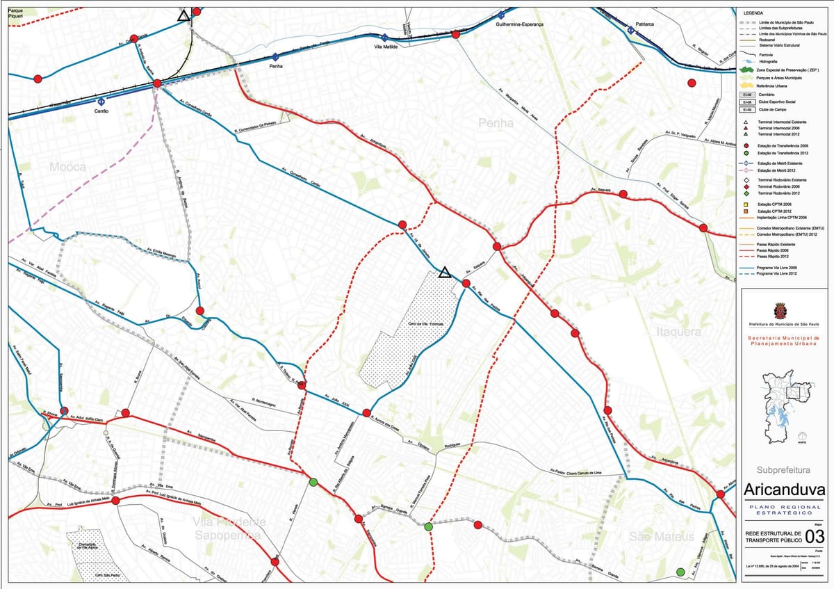 Mapa de Aricanduva-Vila Formosa Galicia - Público de transportes