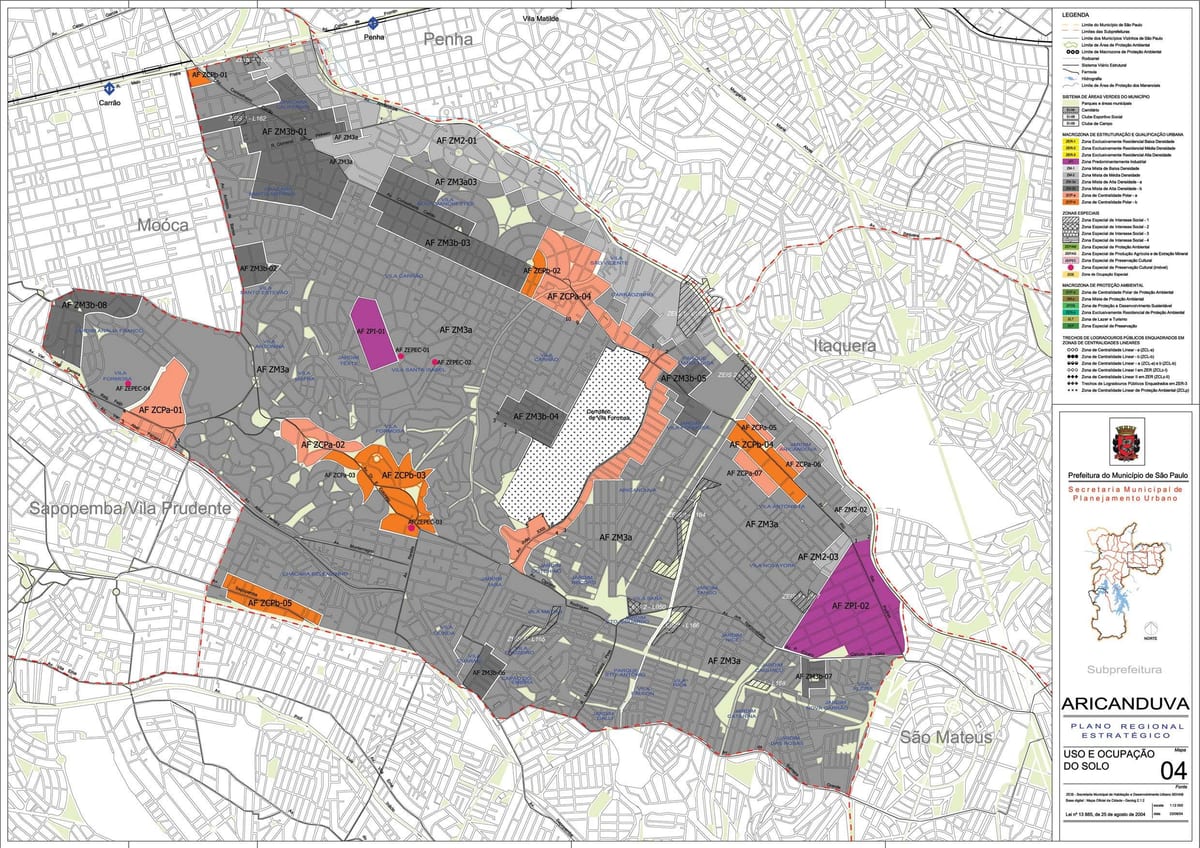 Mapa de Aricanduva-Vila Formosa São Paulo - Ocupación do solo