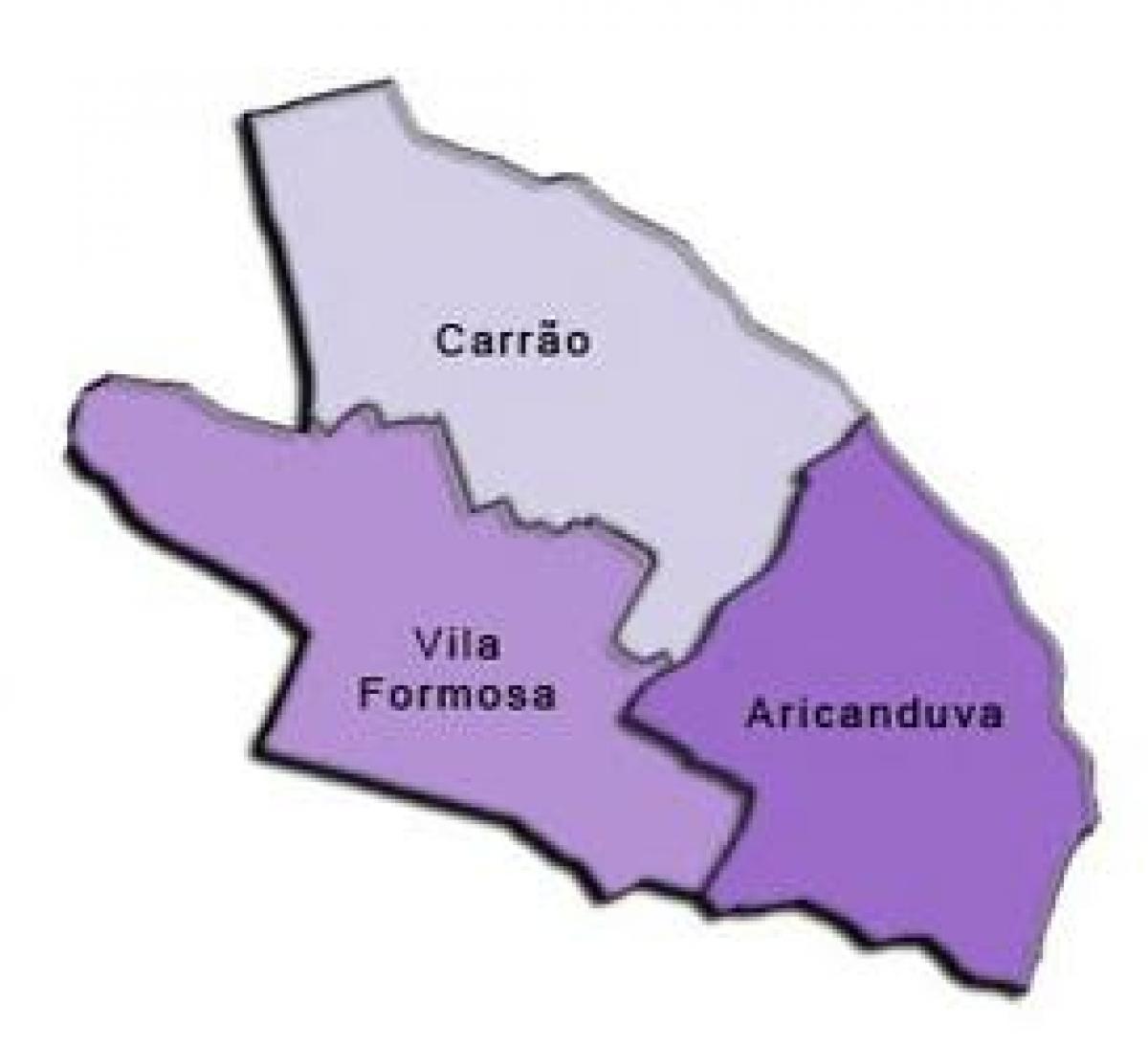 Mapa de Aricanduva-Vila Formosa sub-concello