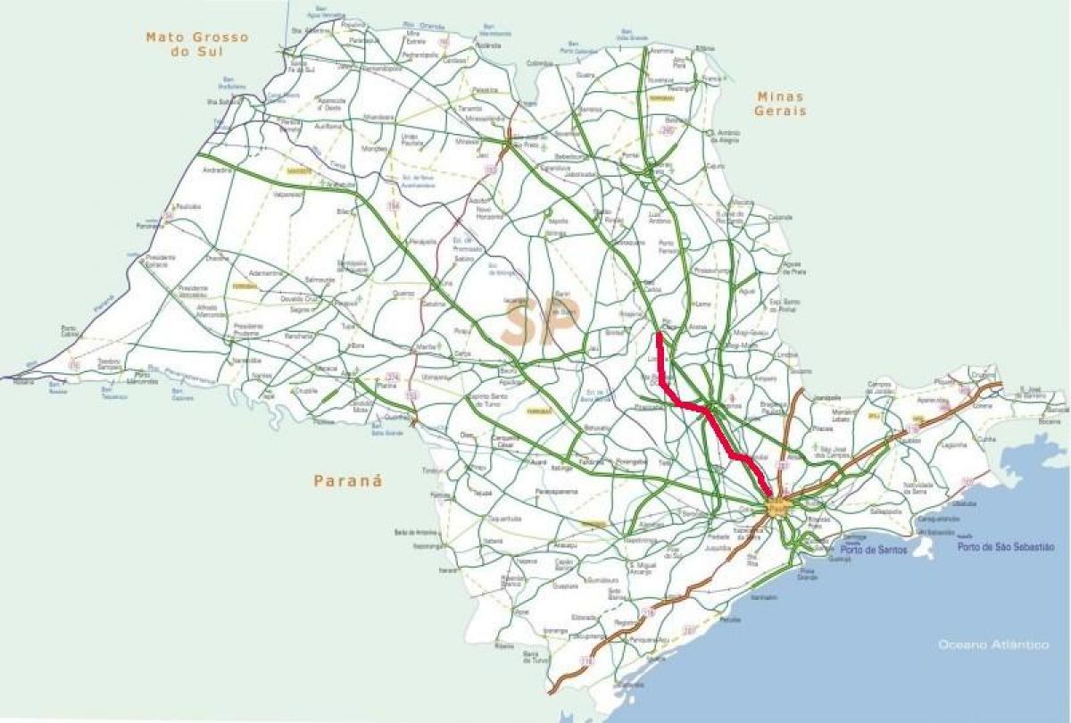 Mapa de Bandeirantes estrada - SP 348