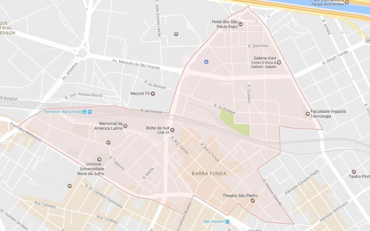 Mapa de Barra Funda São Paulo
