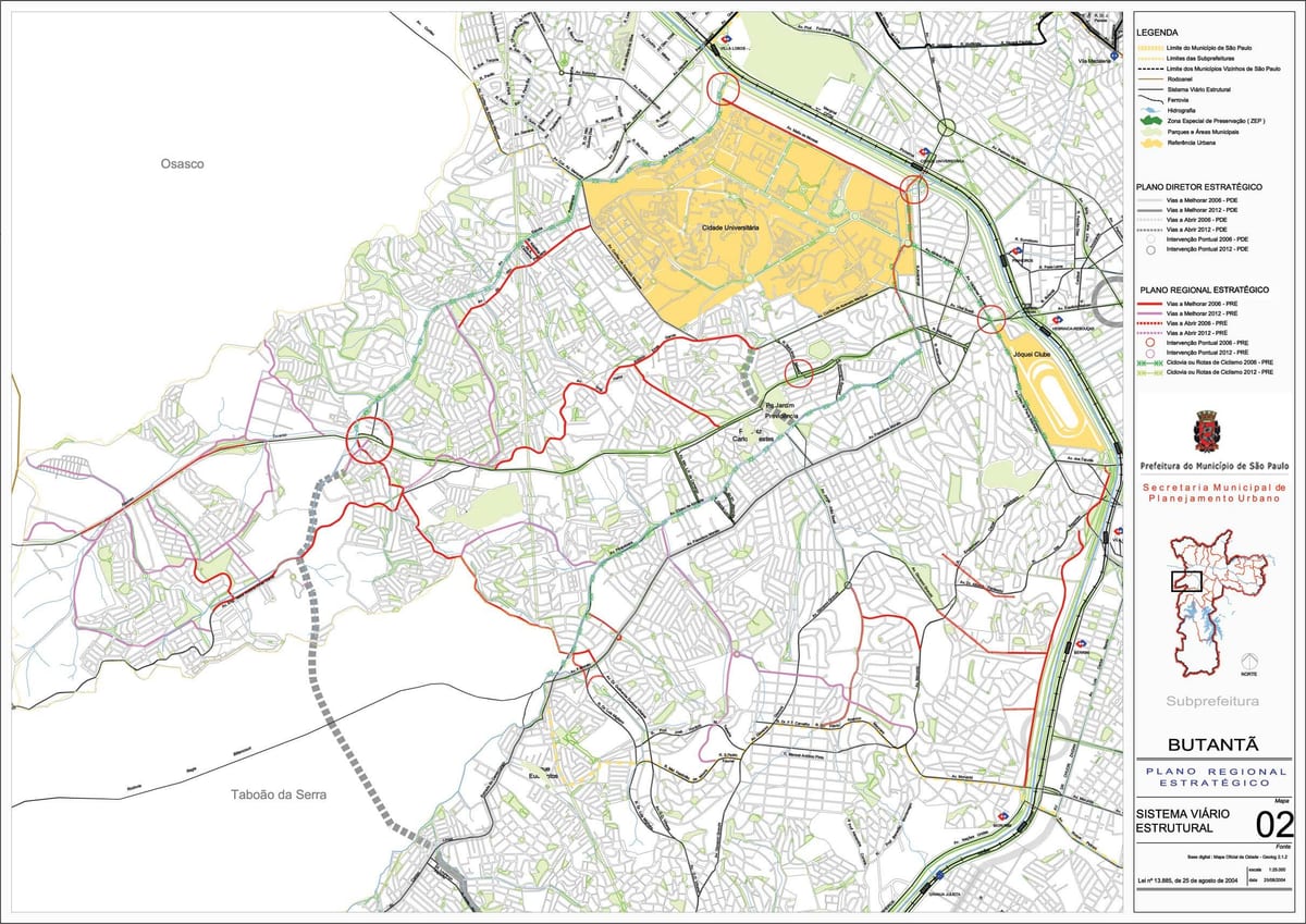 Mapa de Butantã São Paulo - Estradas