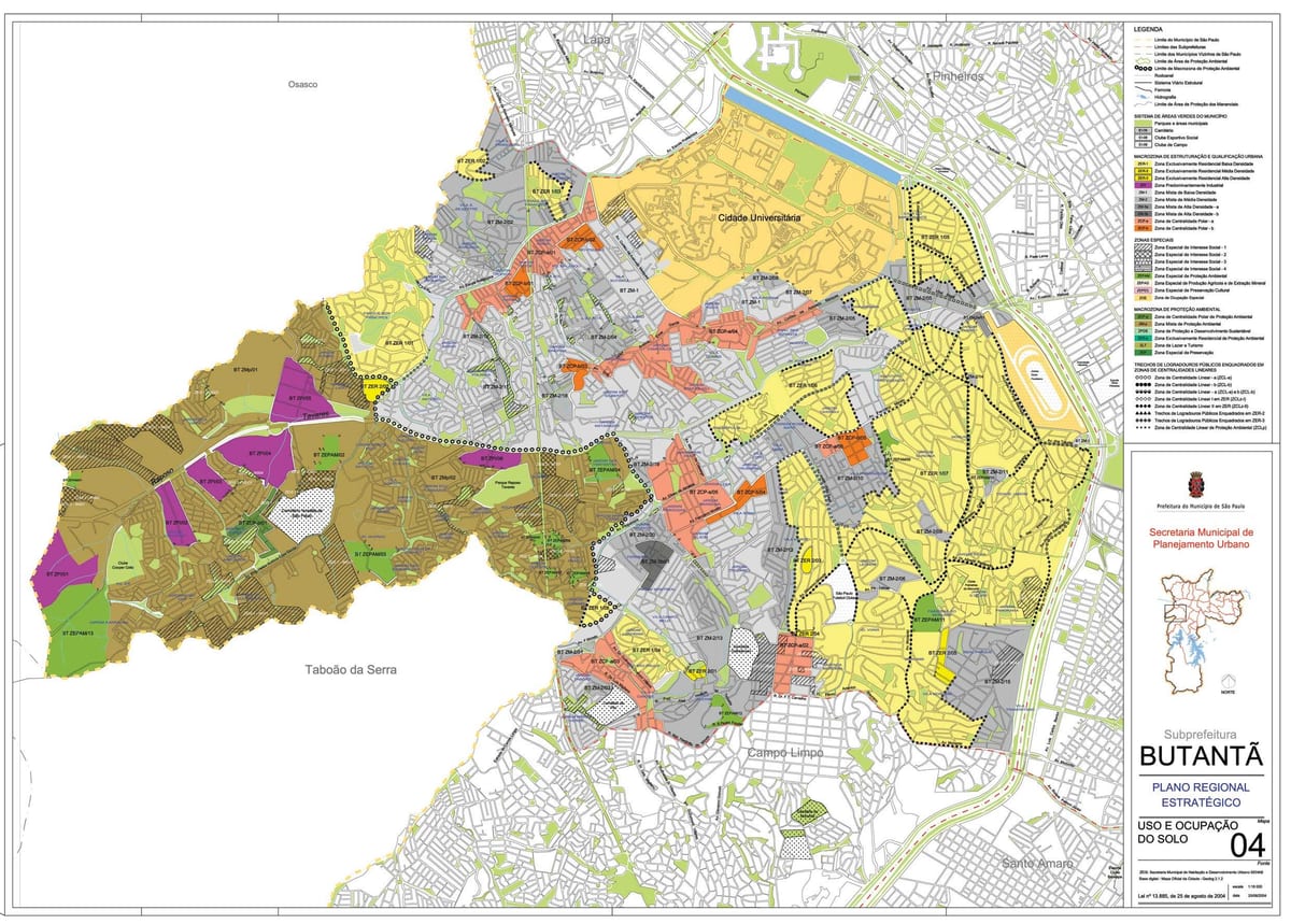 Mapa de Butantã São Paulo - Ocupación do solo