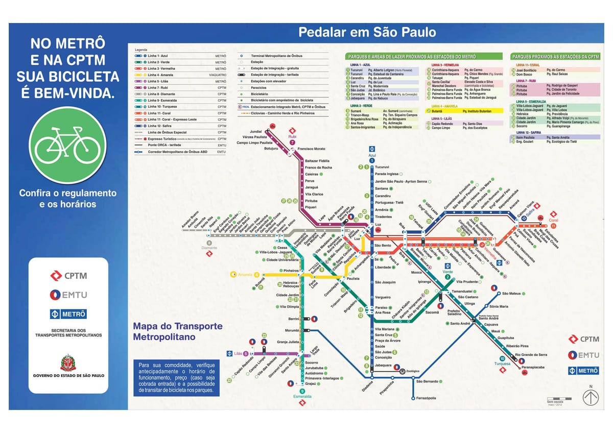 Mapa de ciclismo guía de São Paulo