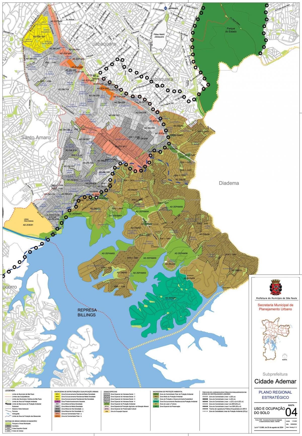 Mapa da Cidade ao ademar de São Paulo - Ocupación do solo