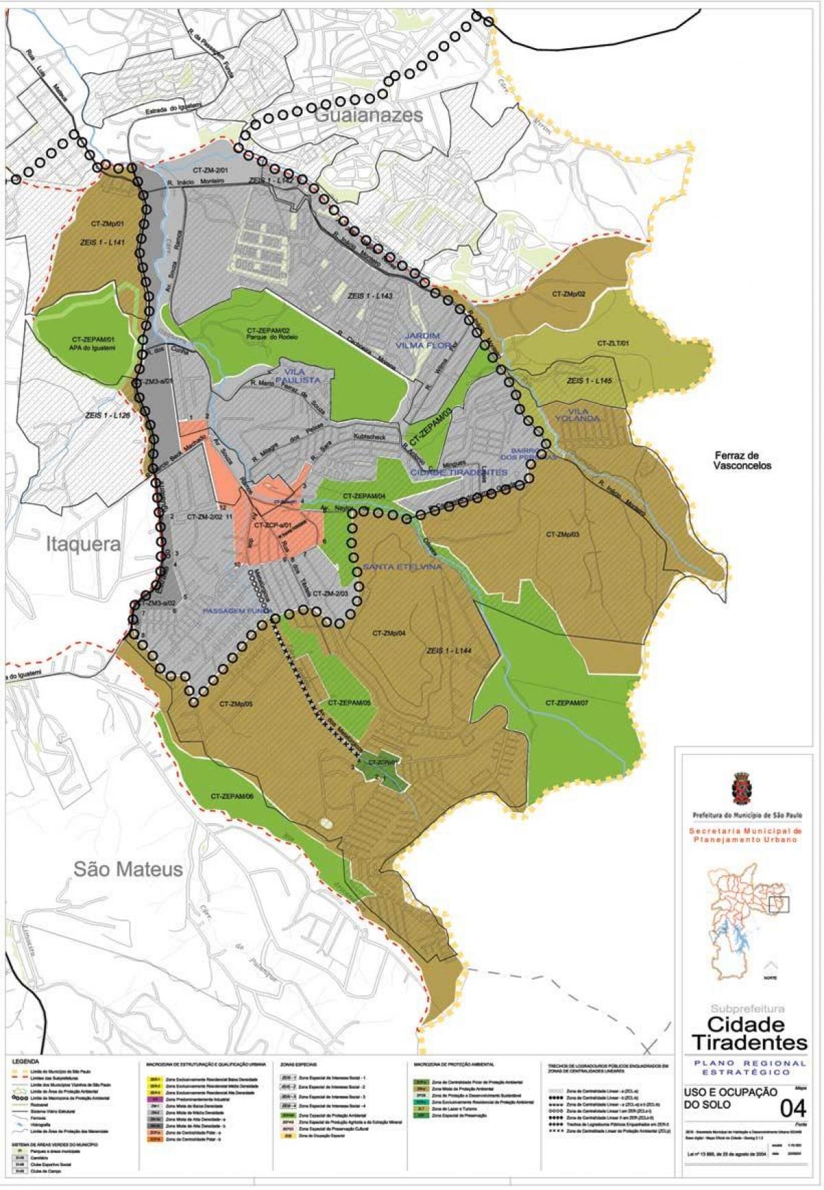 Mapa da Cidade Tiradentes São Paulo - Ocupación do solo