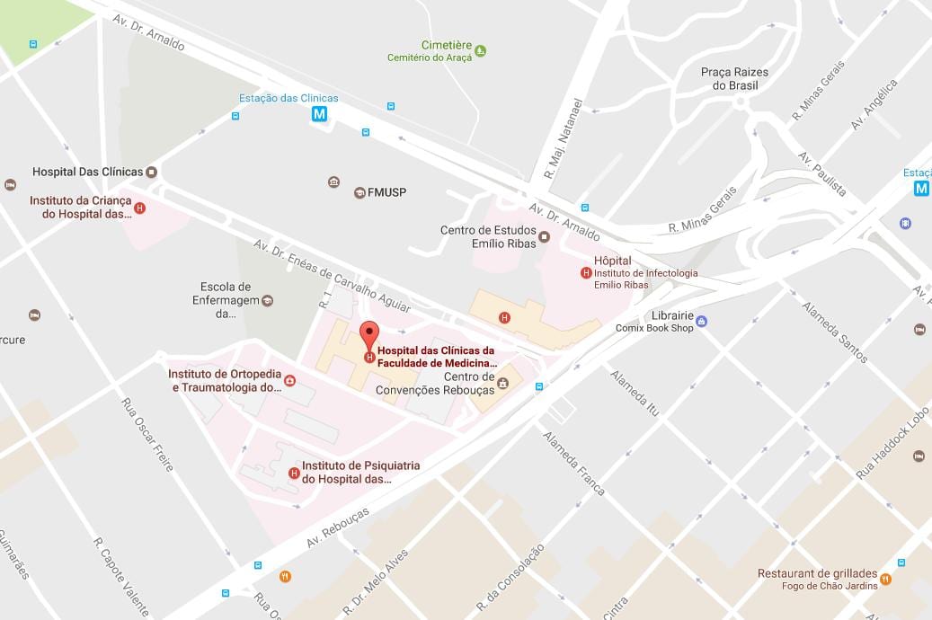 Mapa de Clínicas do hospital
