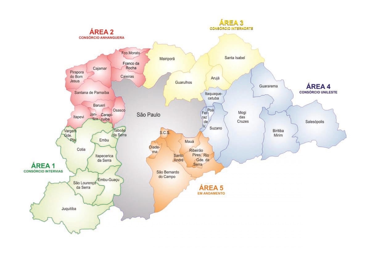 Mapa de Concessão Áreas RMSP