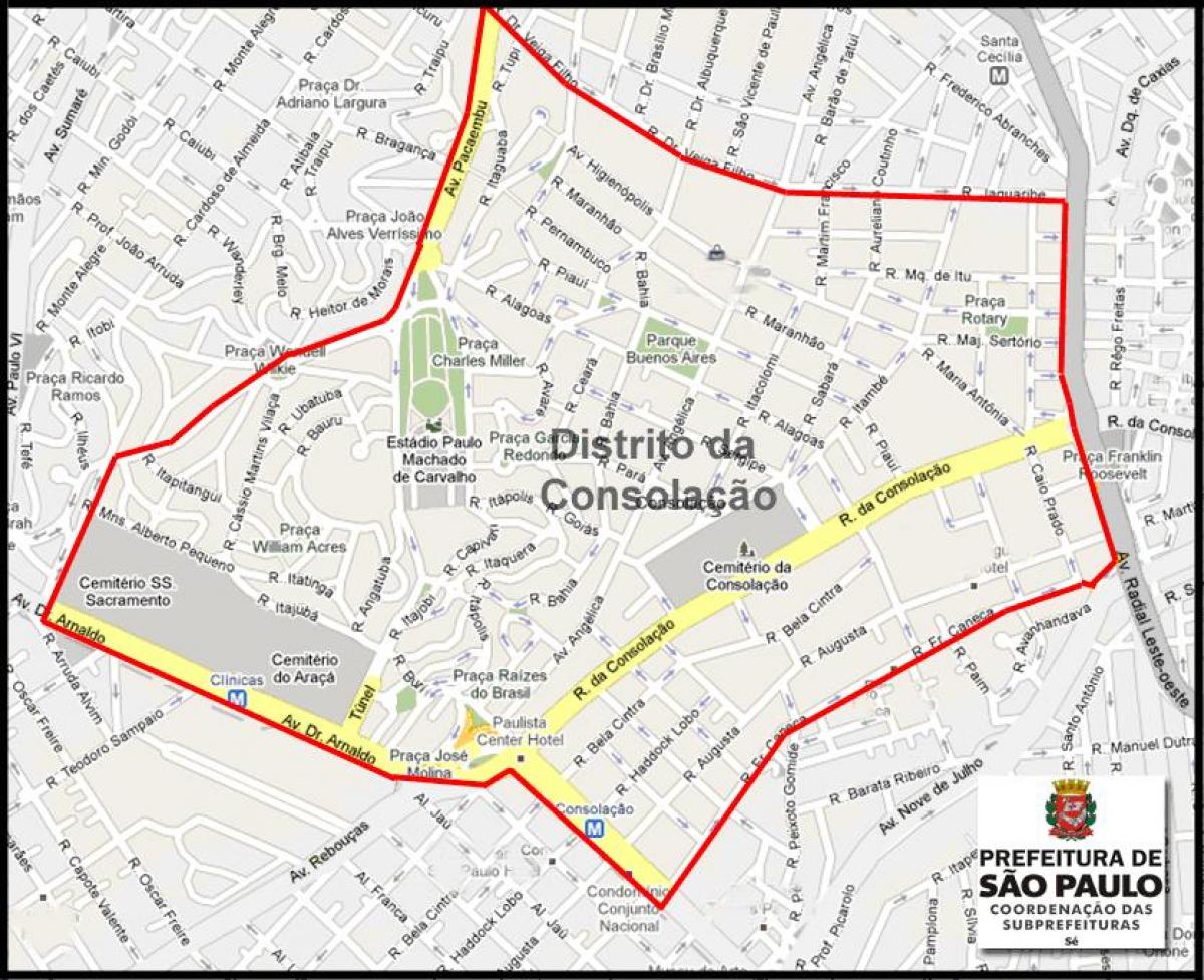 Mapa da Consolação de São Paulo