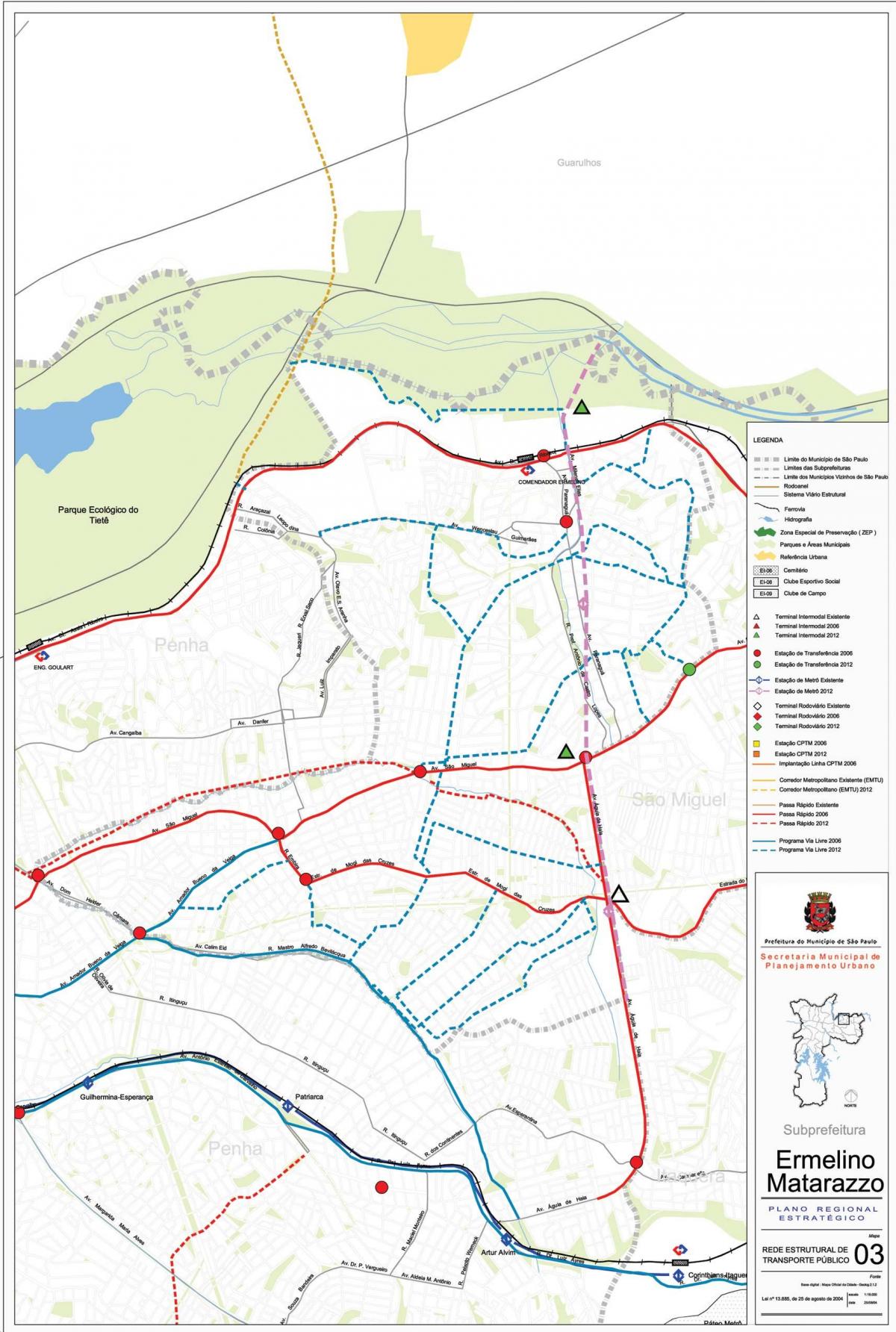 Mapa de Ermelino Matarazzo Galicia - Público de transportes
