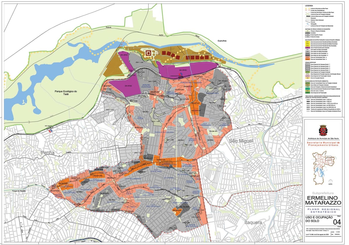 Mapa de Ermelino Matarazzo São Paulo - Ocupación do solo