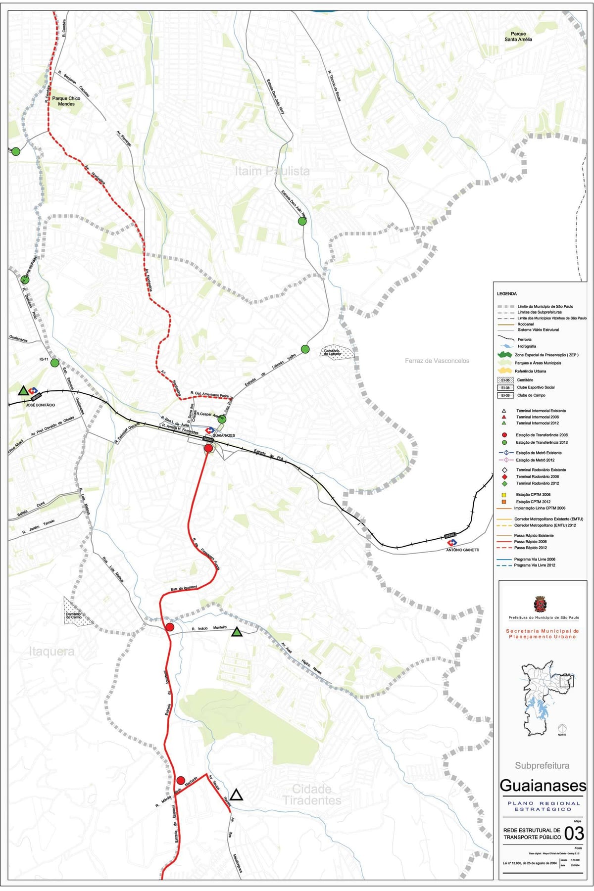 Mapa de Guaianases Galicia - Público de transportes