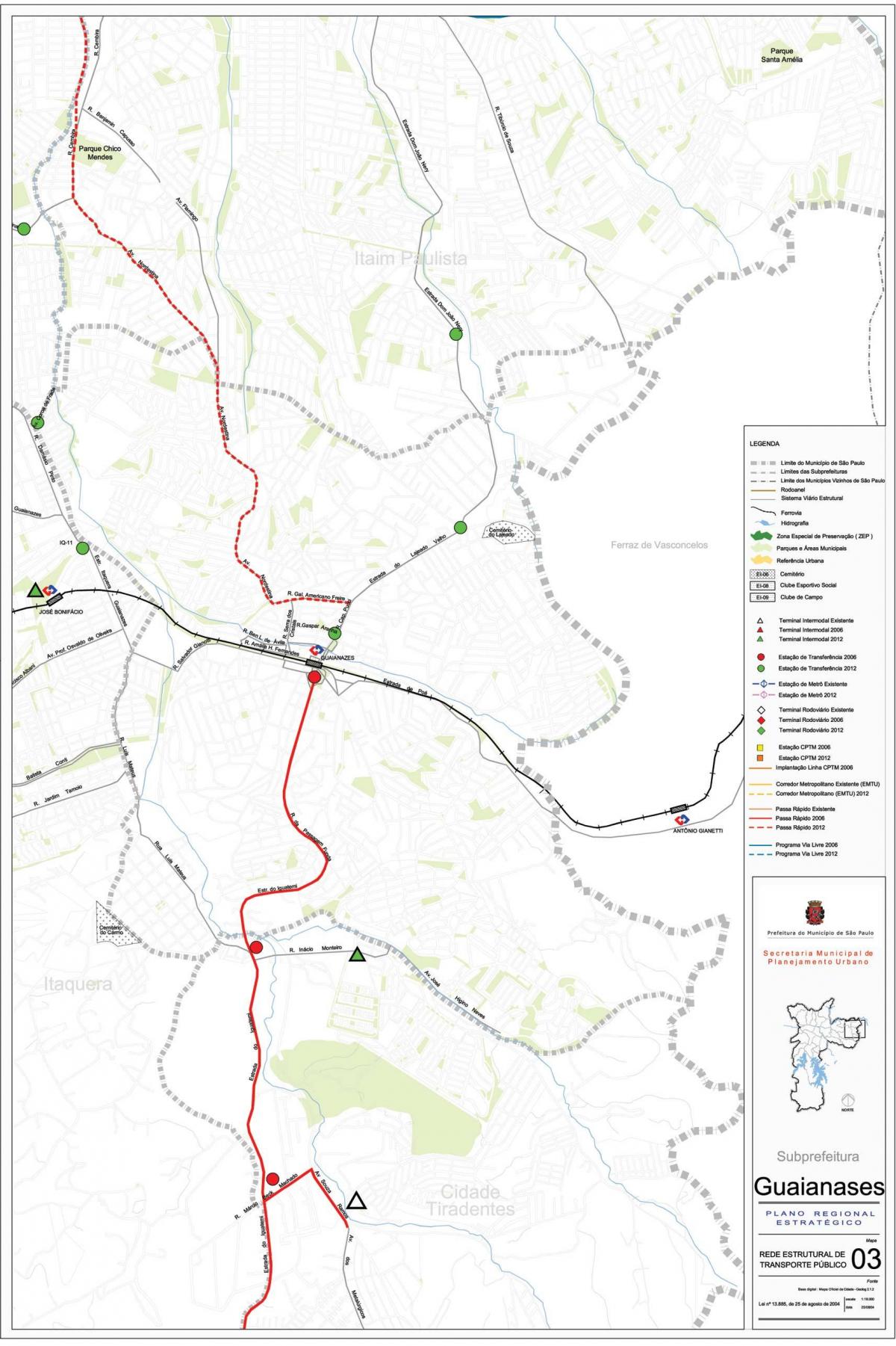 Mapa de Guaianases Galicia - Público de transportes