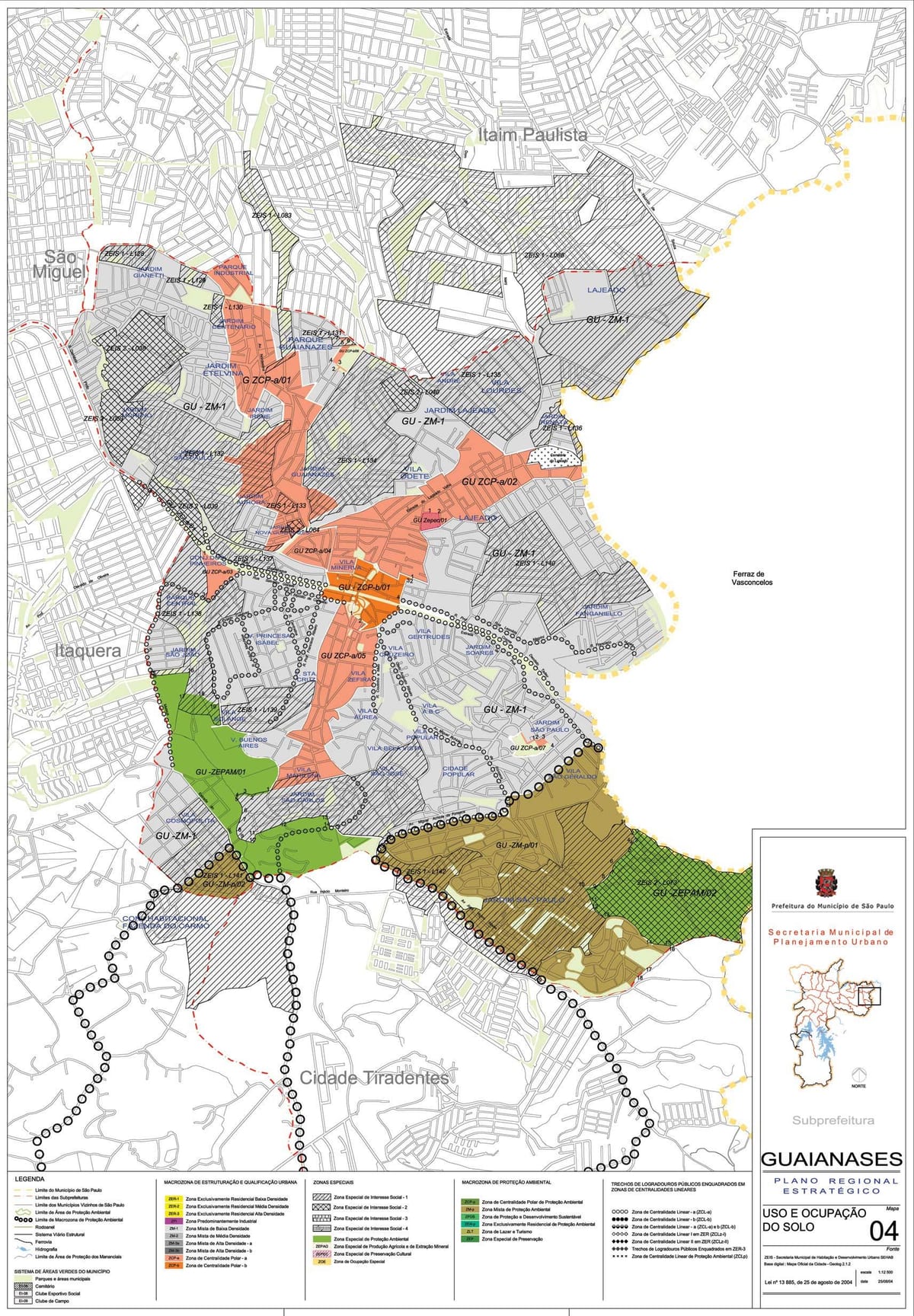 Mapa de Guaianases São Paulo - Ocupación do solo