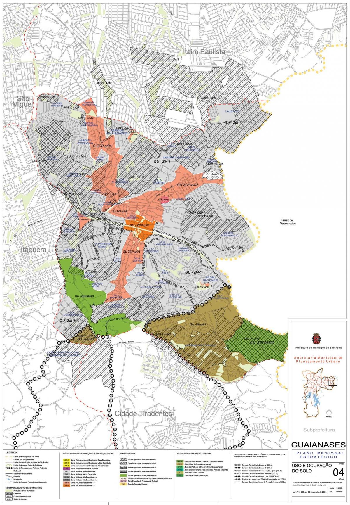 Mapa de Guaianases São Paulo - Ocupación do solo