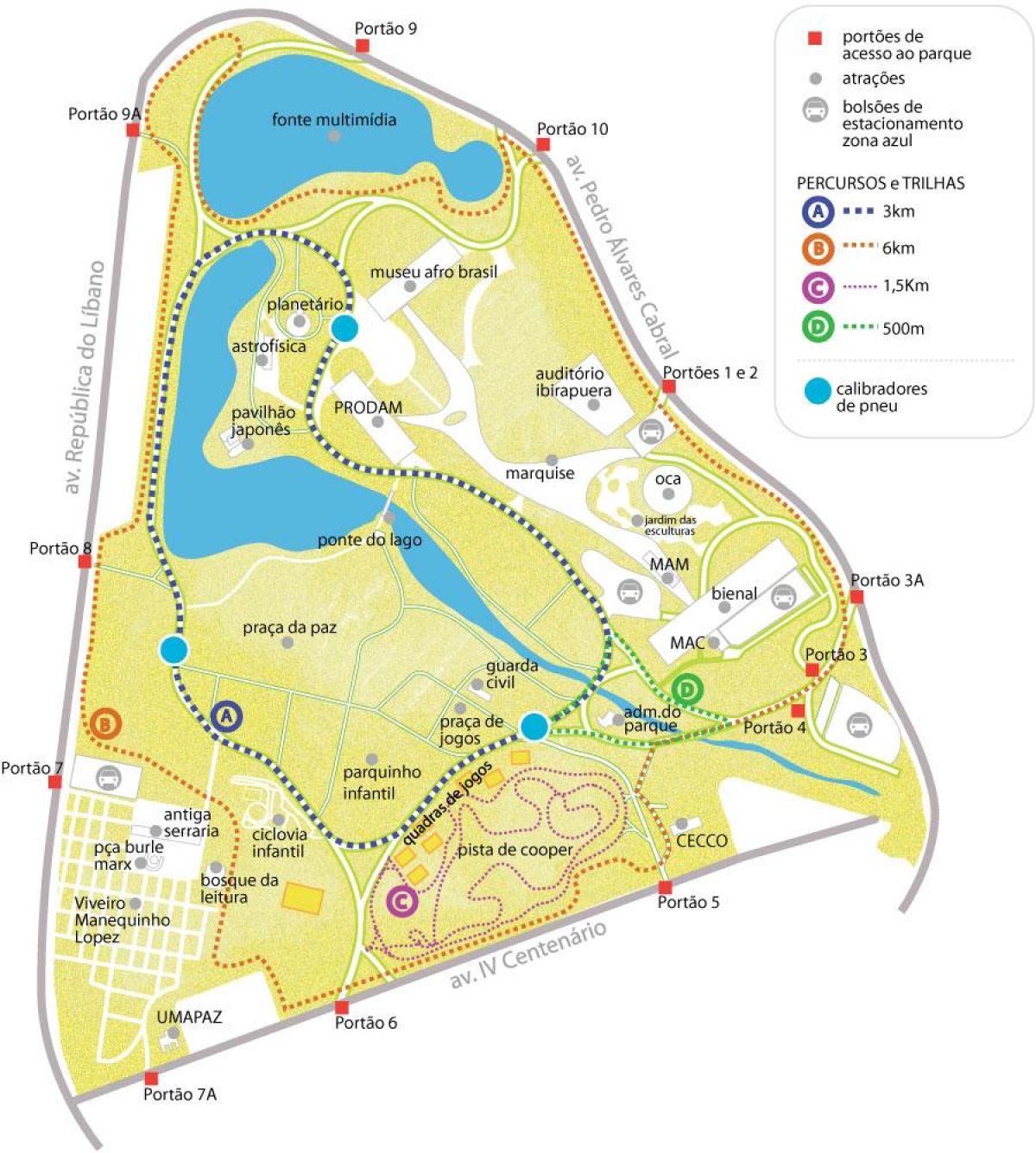 Mapa do Ibirapuera parque