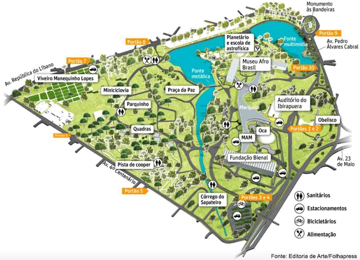 Mapa do Ibirapuera Parque de São Paulo