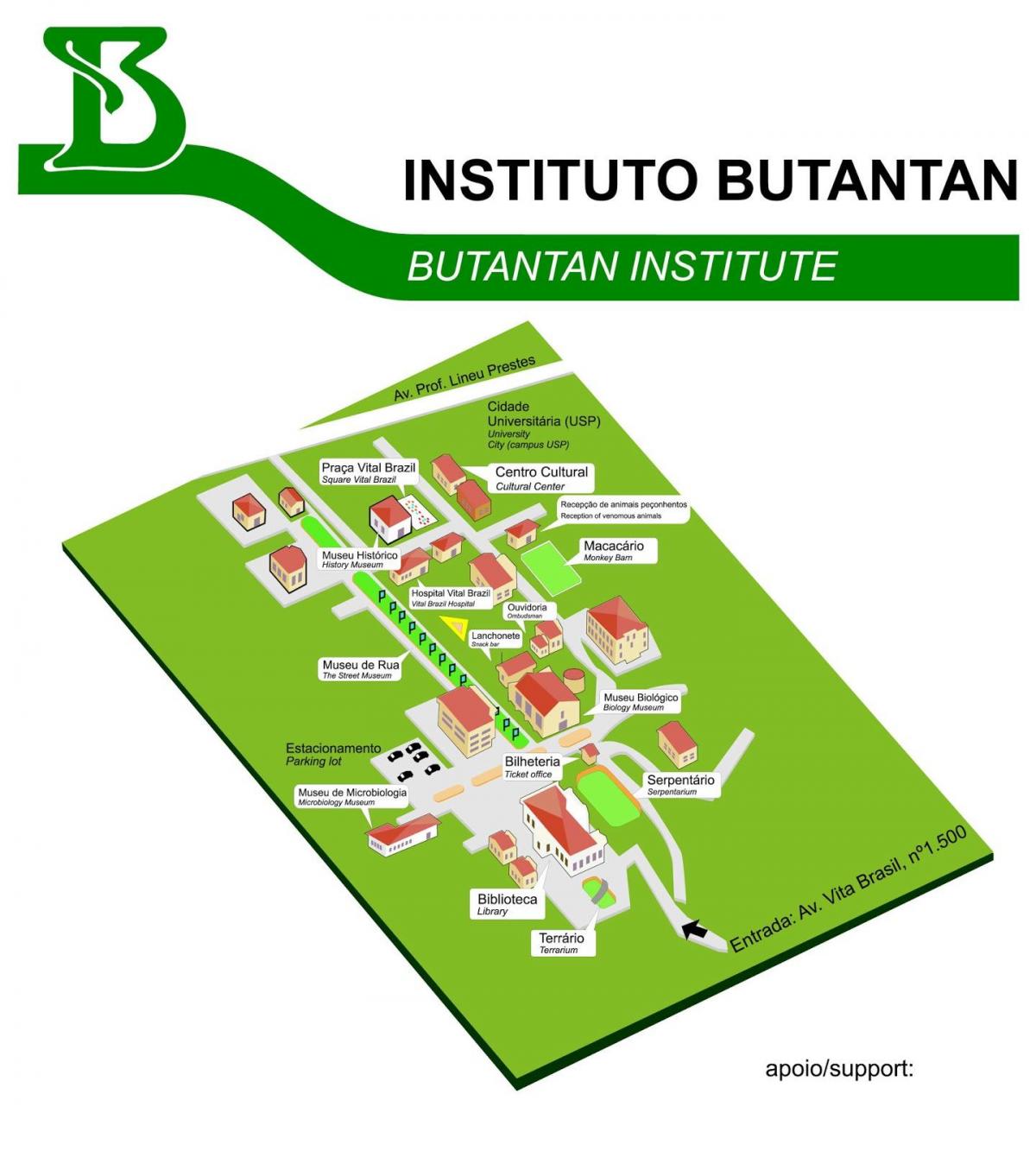 Mapa do instituto Butantan
