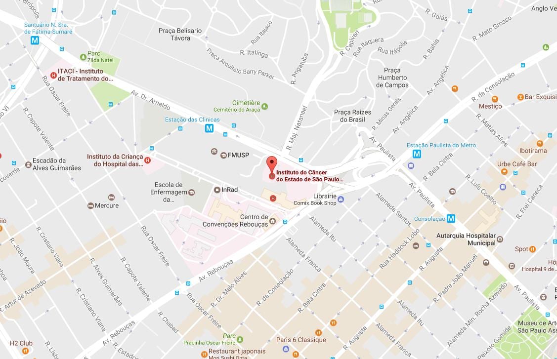 Mapa do Instituto de Cancro de São Paulo
