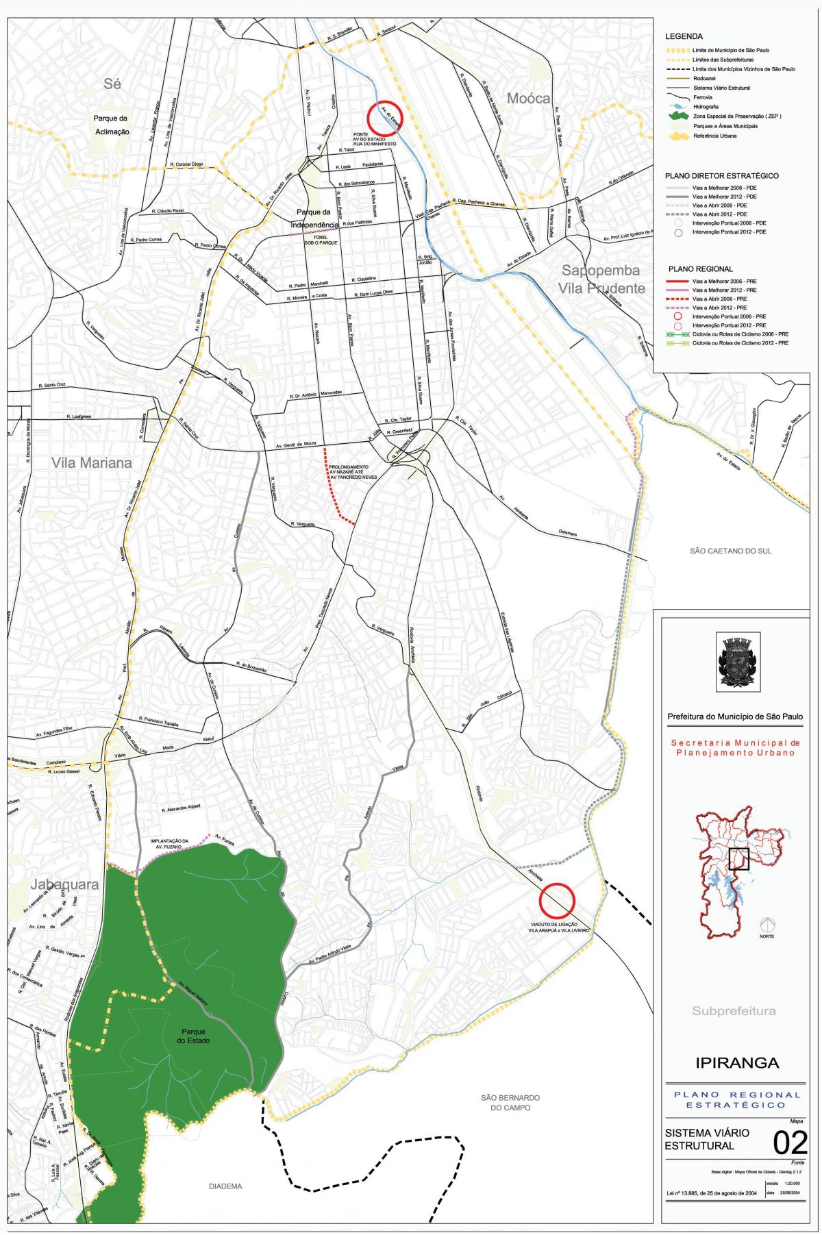 Mapa de Ipiranga São Paulo - Estradas
