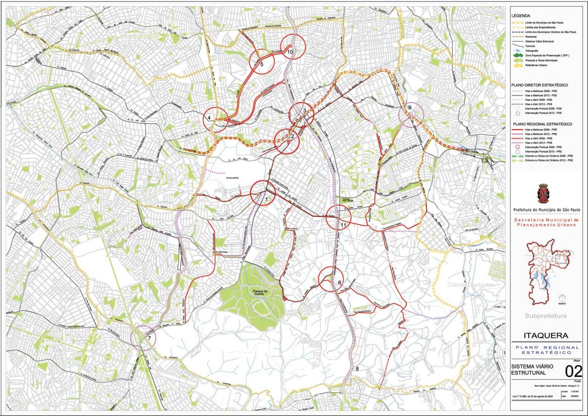 Mapa de Itaquera São Paulo - Estradas
