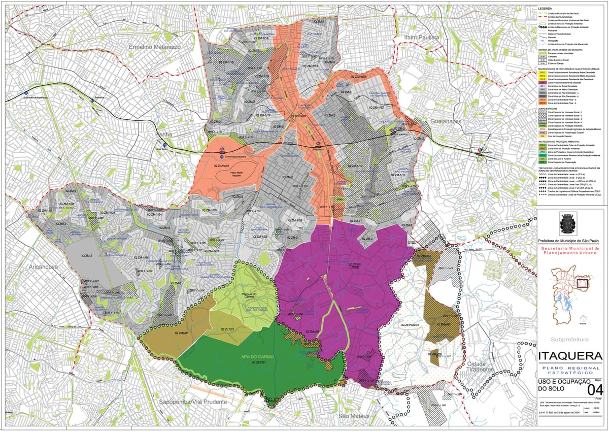 Mapa de Itaquera São Paulo - Ocupación do solo