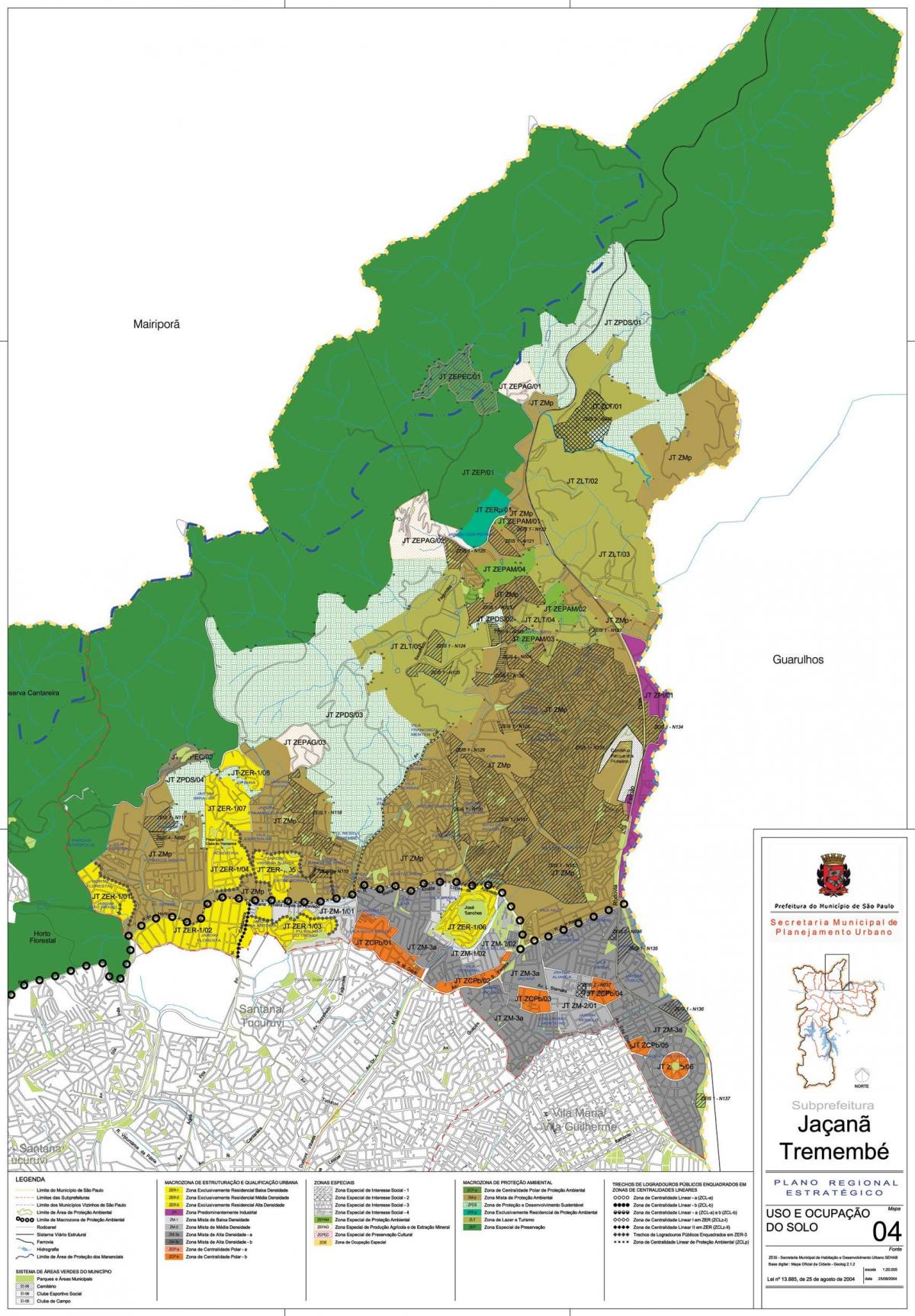 Mapa de Jaçanã-Tremembé São Paulo - Ocupación do solo