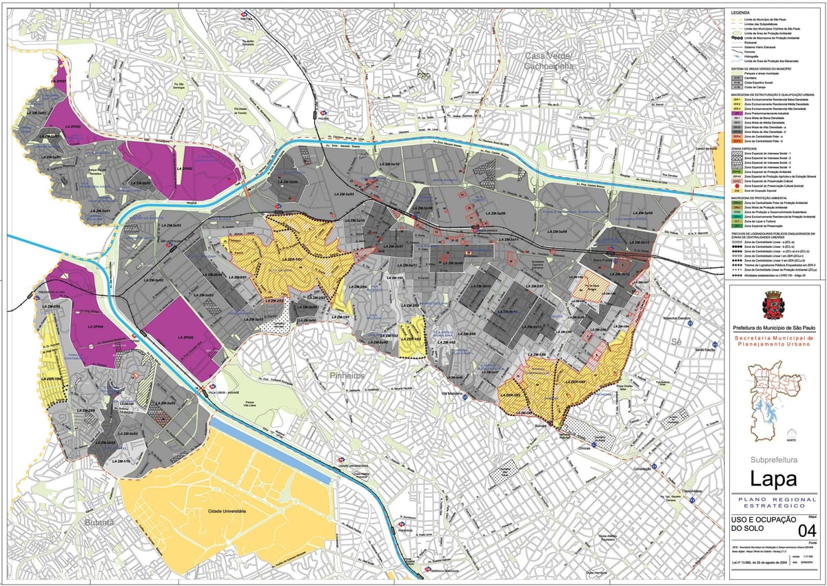 Mapa de Lapa São Paulo - Ocupación do solo