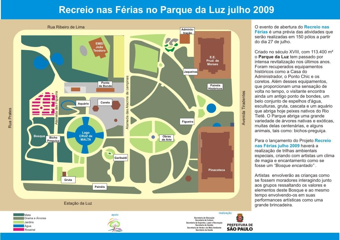 Mapa de Luz parque de São Paulo