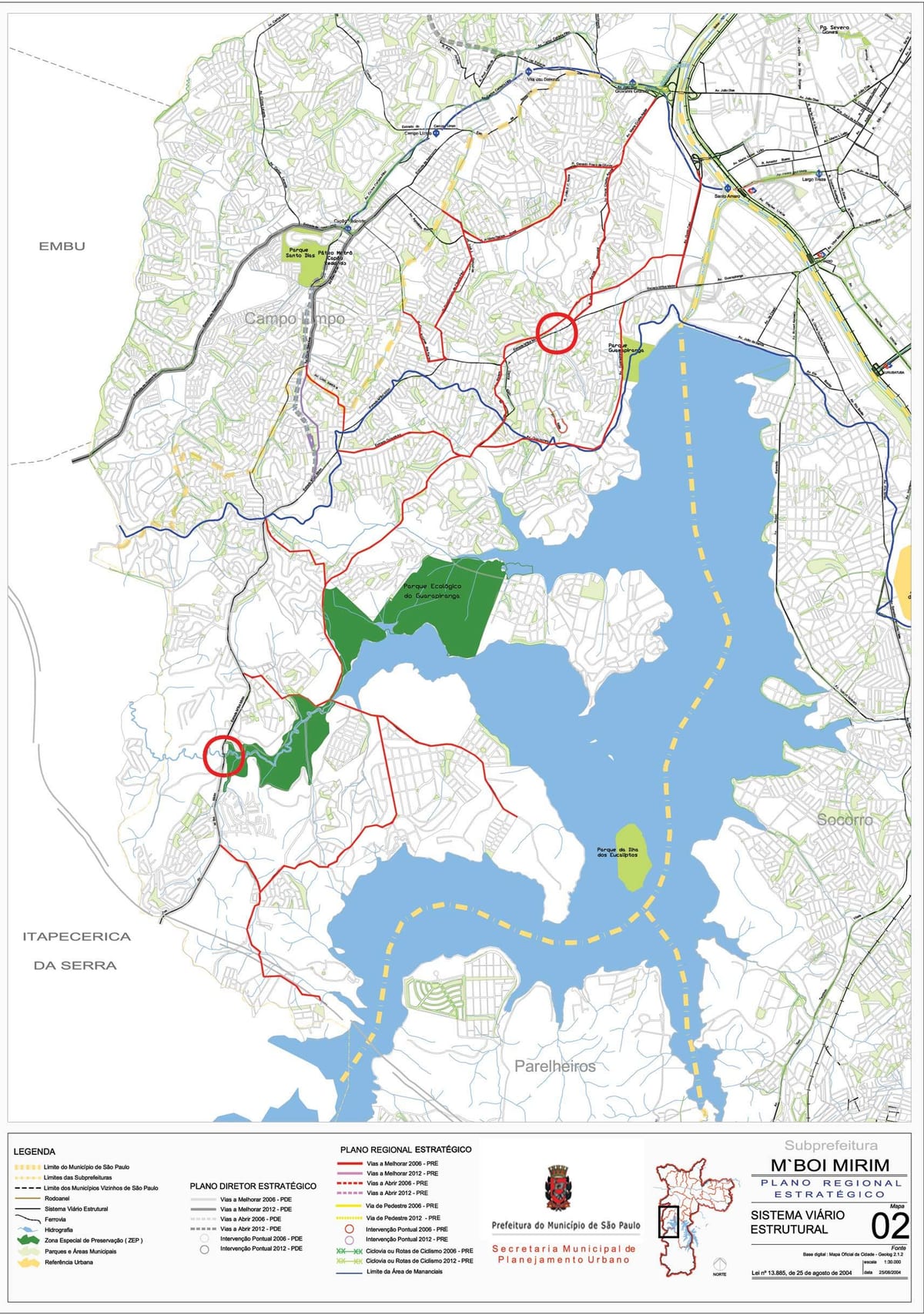 Mapa de M'Boi Mirim, São Paulo - Estradas