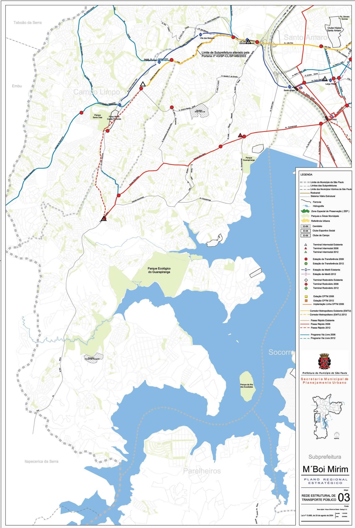 Mapa de M'Boi Mirim, São Paulo - transportes Públicos