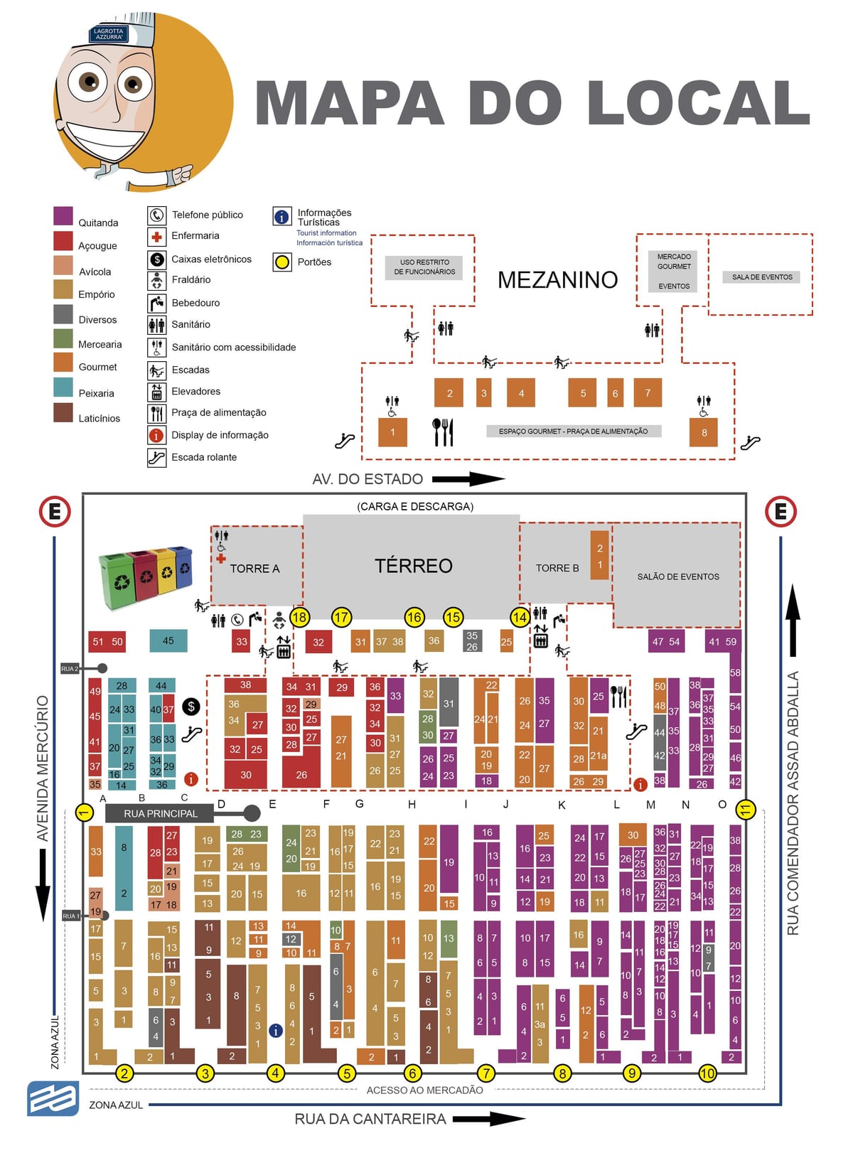 Mapa do mercado municipal de São Paulo