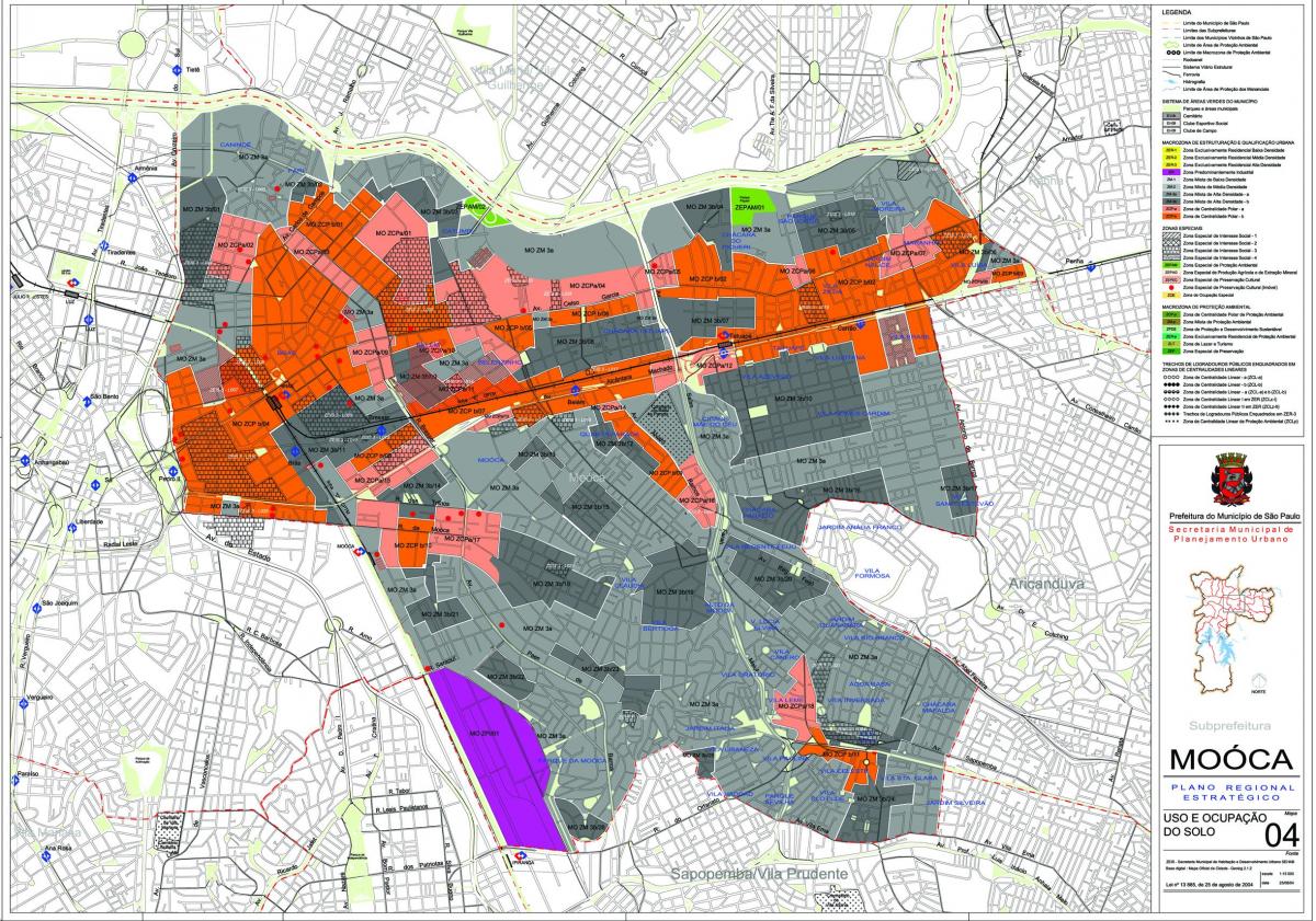 Mapa da Mooca São Paulo - Ocupación do solo