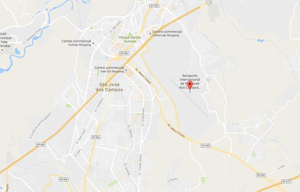 Mapa do aeroporto internacional de San José dos Campos