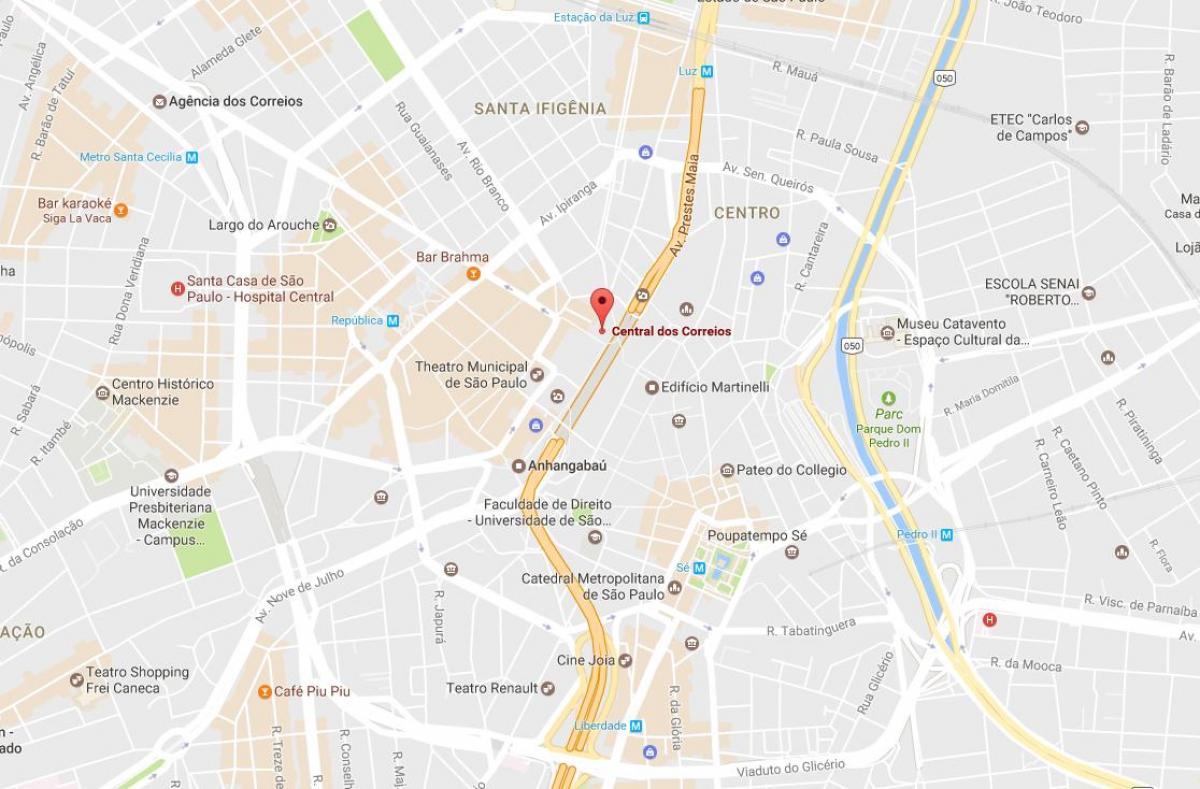 Mapa de Palácio dos Correios São Paulo