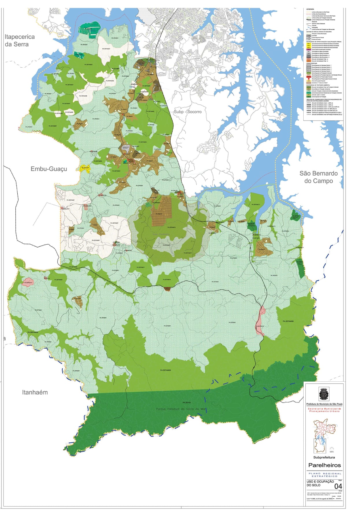 Mapa de Parelheiros São Paulo - Ocupación do solo