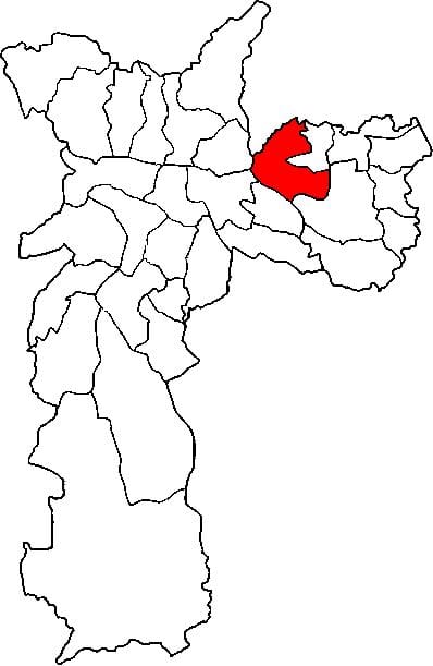 Mapa de Penha sub-concello de São Paulo
