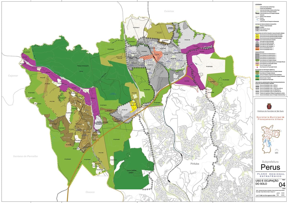 Mapa de Perus São Paulo - Ocupación do solo