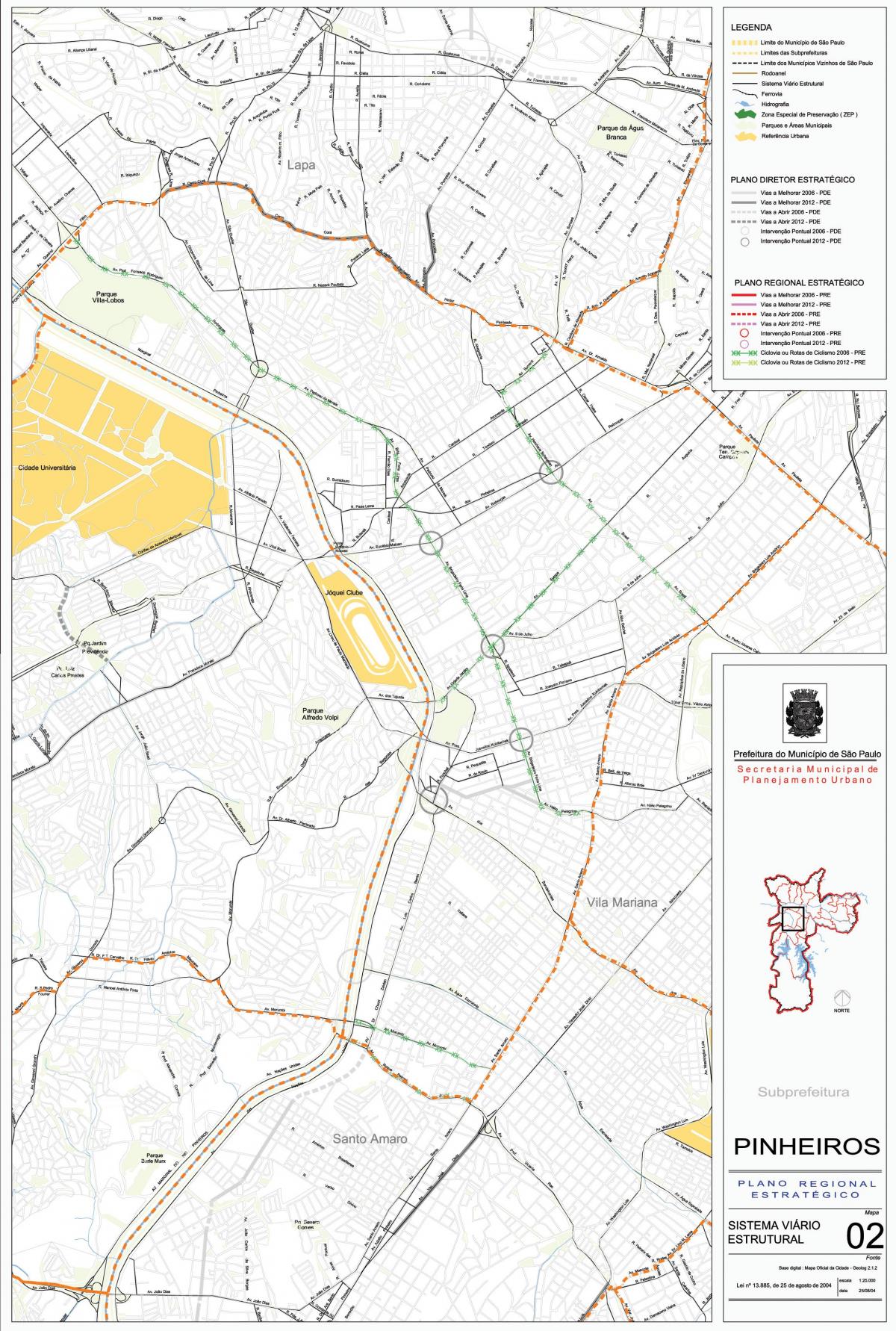 Mapa de Pinheiros São Paulo - Estradas