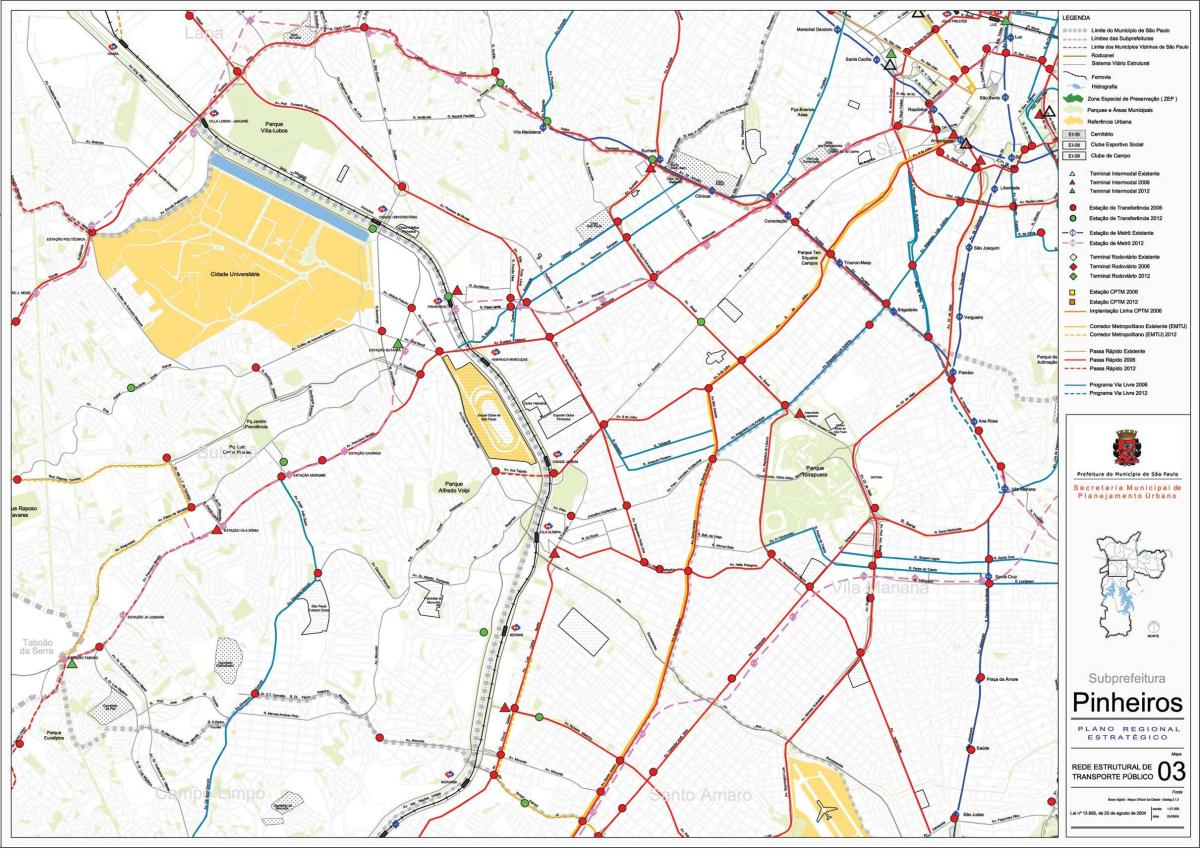 Mapa de Pinheiros Galicia - Público de transportes